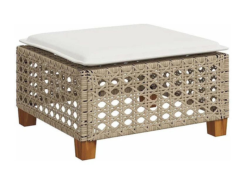 Salon de jardin avec coussins 7 pcs beige résine tressée