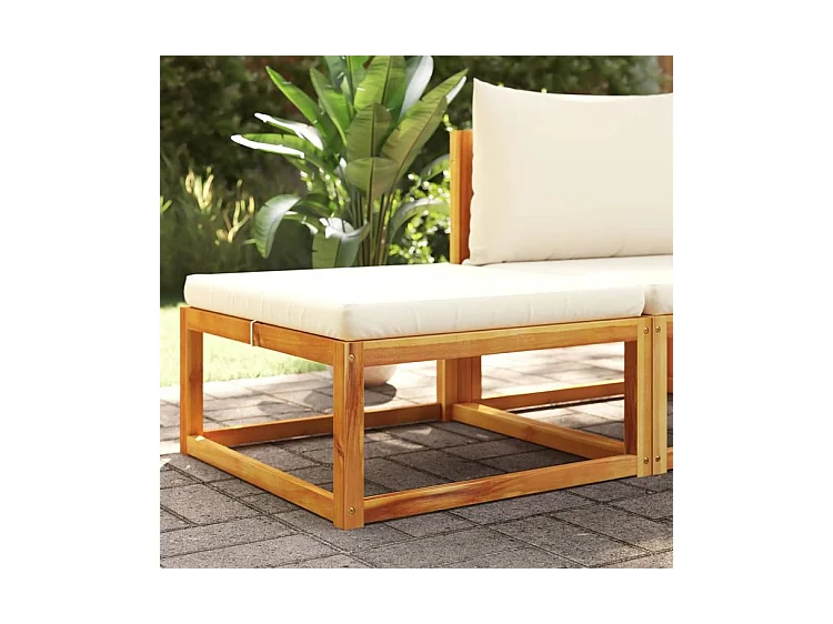 Repose-pied de jardin avec coussins bois massif d'acacia