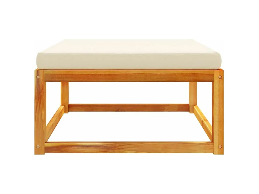 Repose-pied de jardin avec coussins bois massif d'acacia