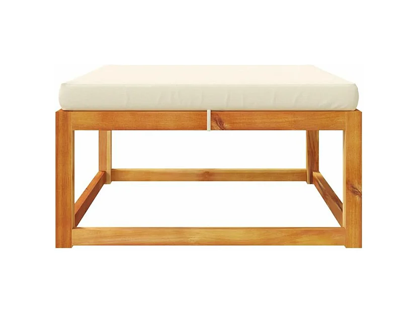 Repose-pied de jardin avec coussins bois massif d'acacia