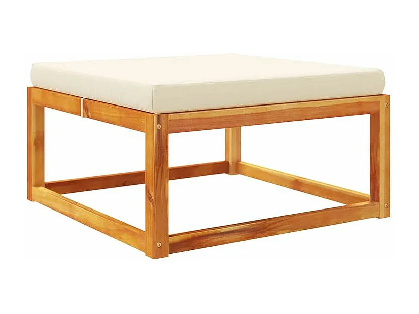 Repose-pied de jardin avec coussins bois massif d'acacia