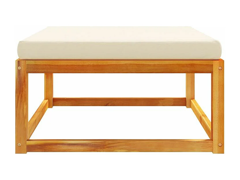 Repose-pied de jardin avec coussins bois massif d'acacia