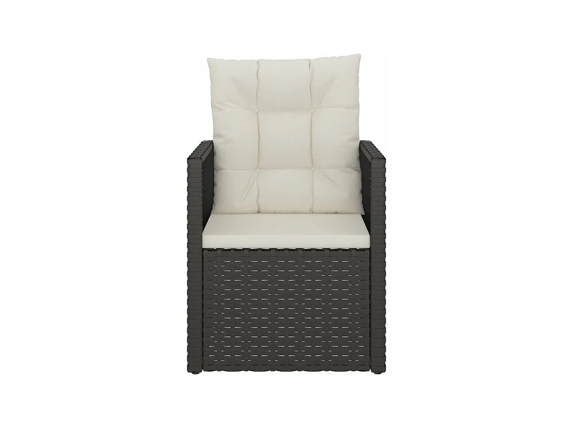 Salon de jardin avec coussins 3 pcs résine tressée noir