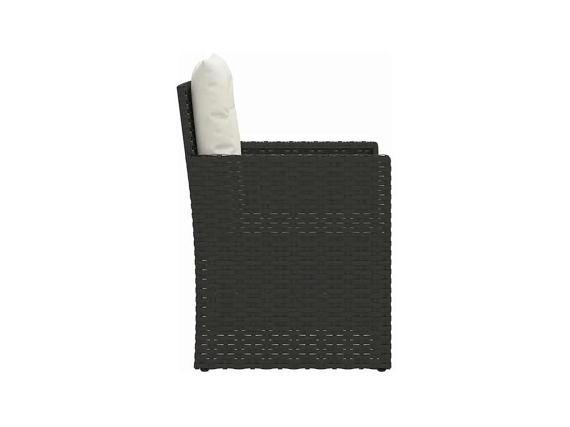 Salon de jardin avec coussins 3 pcs résine tressée noir