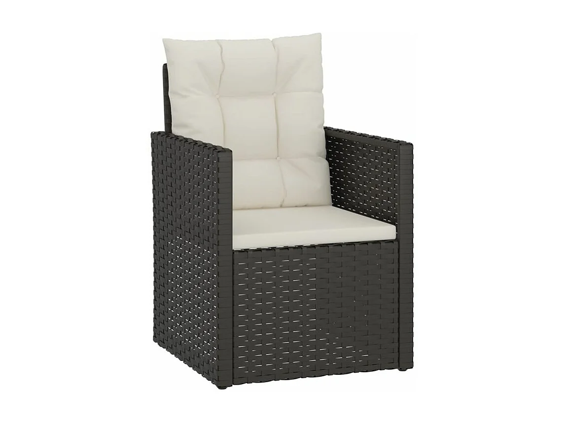 Salon de jardin avec coussins 3 pcs résine tressée noir