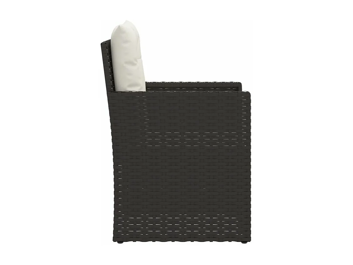 Salon de jardin avec coussins 3 pcs résine tressée noir