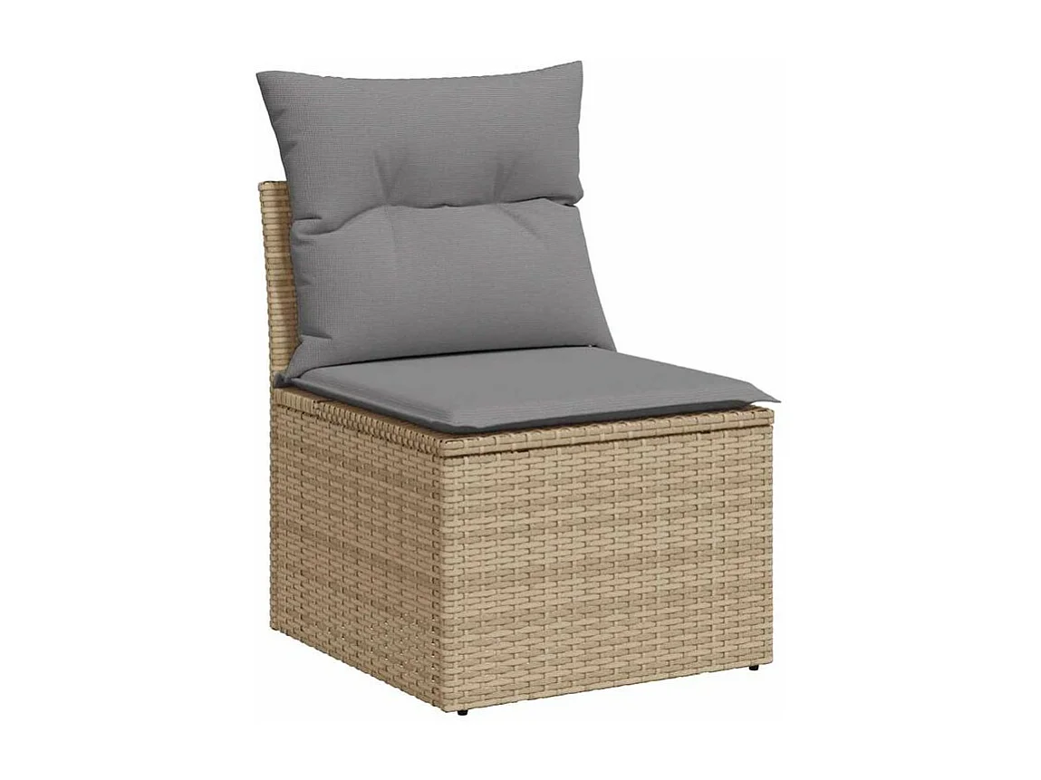 Salon de jardin avec coussins 5 pcs beige résine tressée
