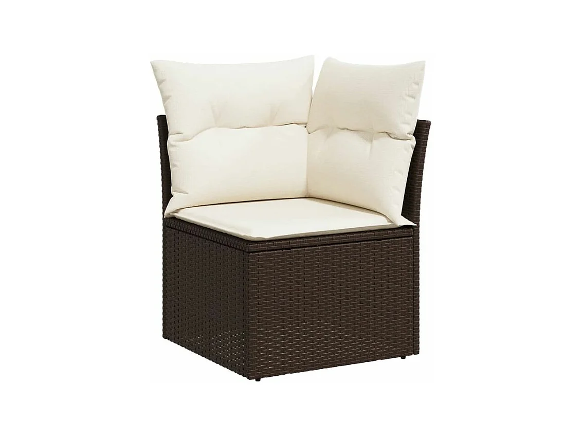 Salon de jardin avec coussins 9 pcs marron résine tressée