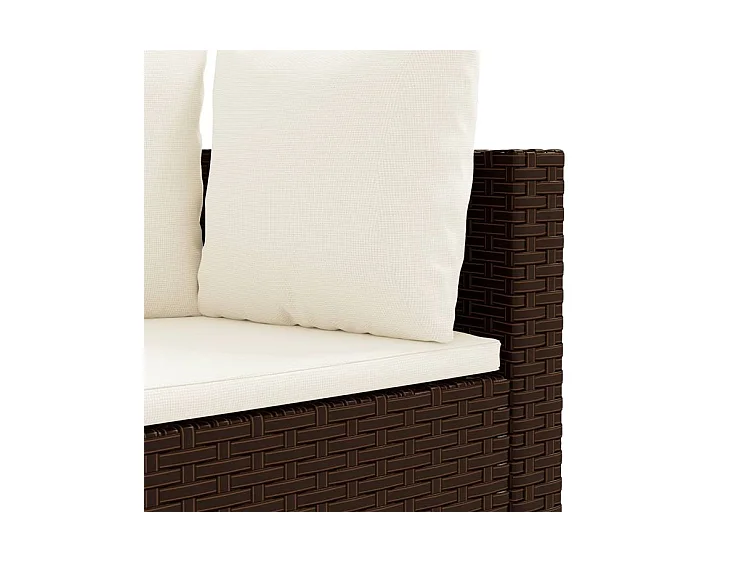 Salon de jardin 4 pcs avec coussins marron résine tressée