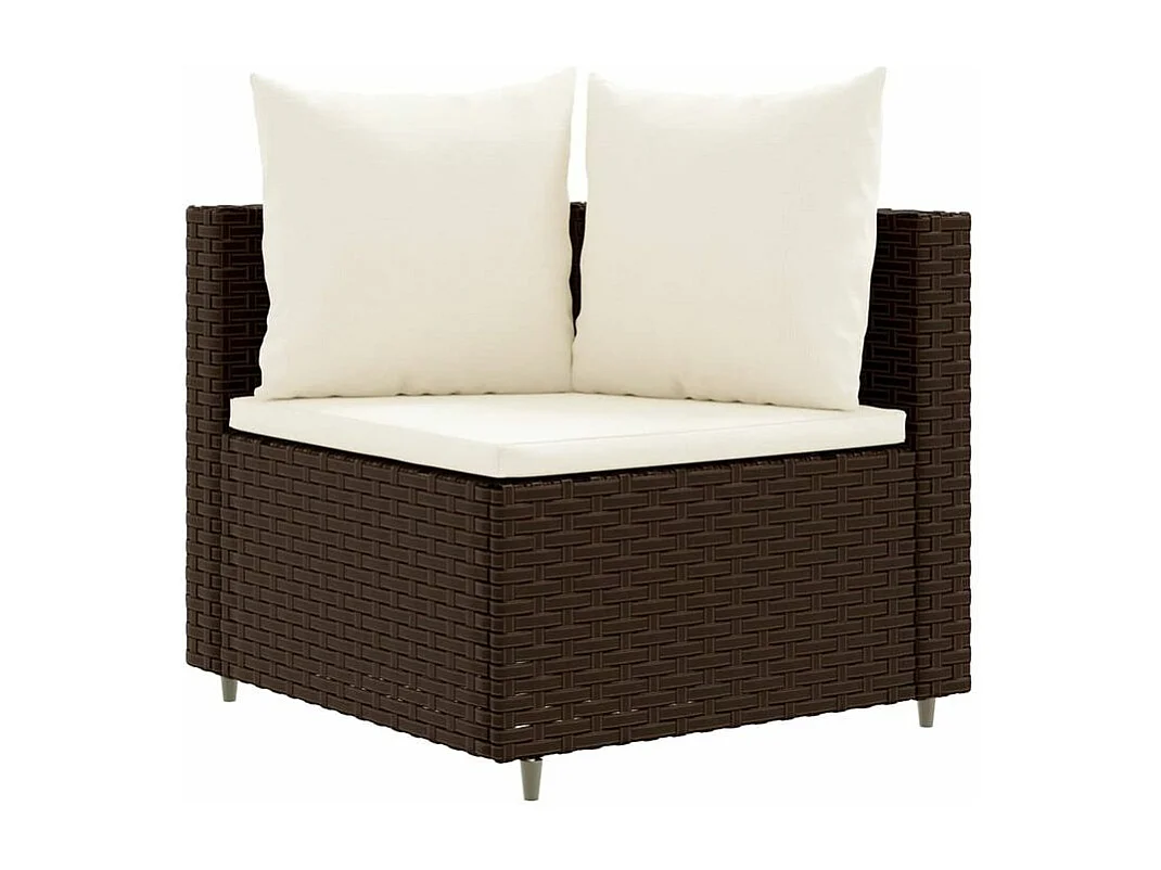 Salon de jardin 4 pcs avec coussins marron résine tressée