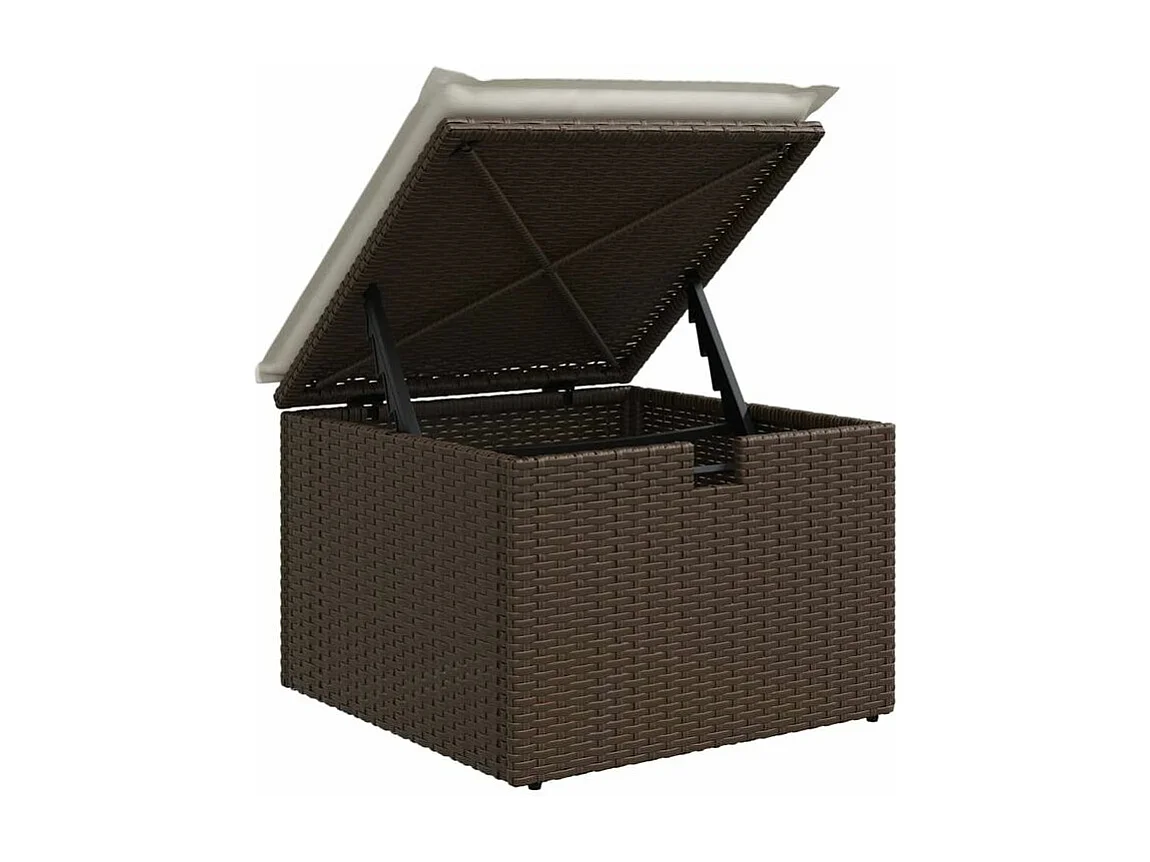 Salon de jardin avec coussins 5 pcs marron résine tressée