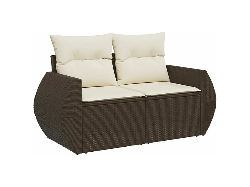 Salon de jardin avec coussins 5 pcs marron résine tressée