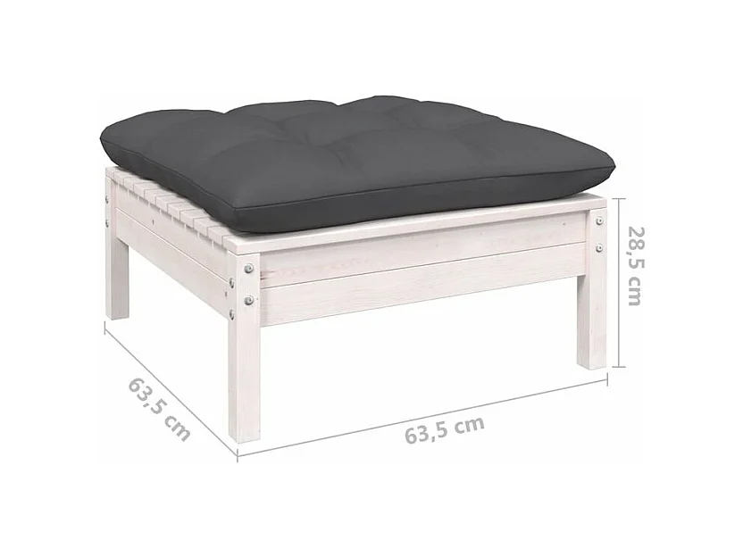 Salon de jardin 6 pcs avec coussins blanc bois de pin solide