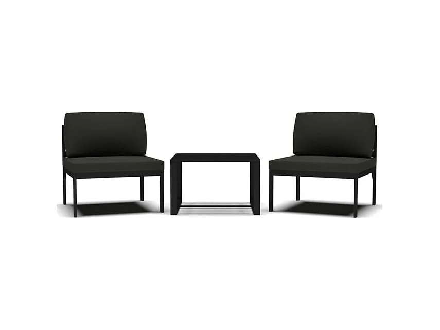 Jeu de canapés de jardin 3 pcs et coussins Aluminium Anthracite