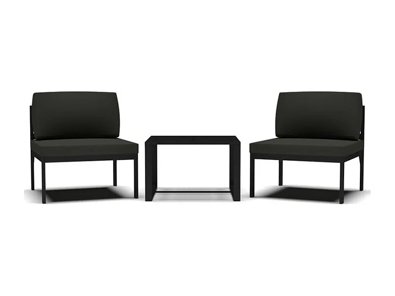 Jeu de canapés de jardin 3 pcs et coussins Aluminium Anthracite