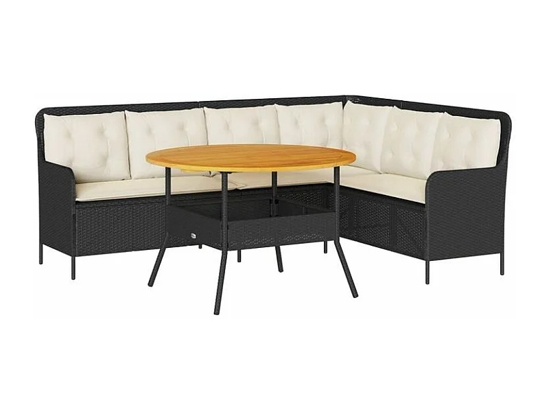 Canapés de jardin 2 pcs avec coussins Noir Résine tressée