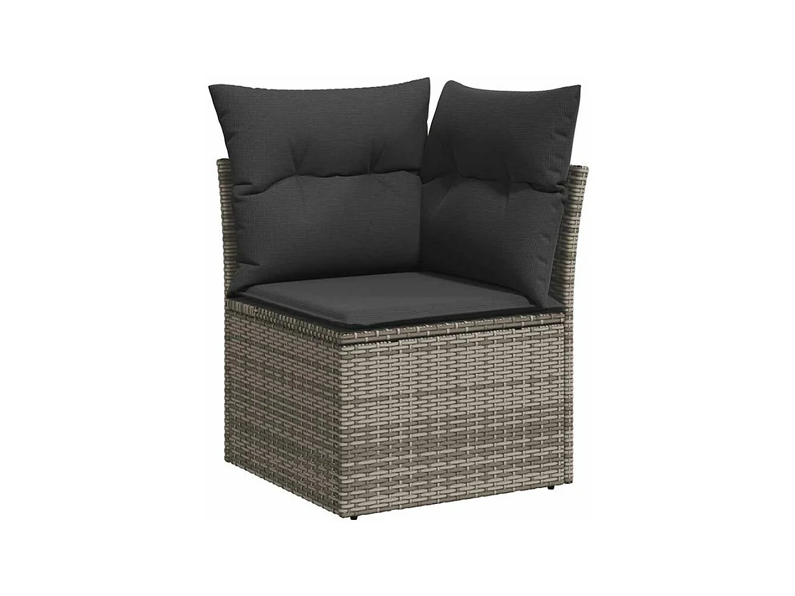 Salon de jardin 8 pcs avec coussins gris résine tressée