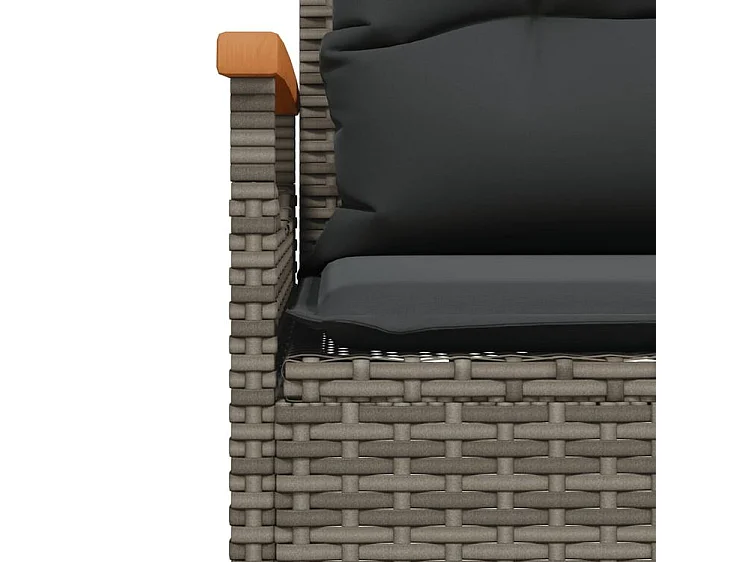 Salon de jardin avec coussins 3 pcs gris résine tressée