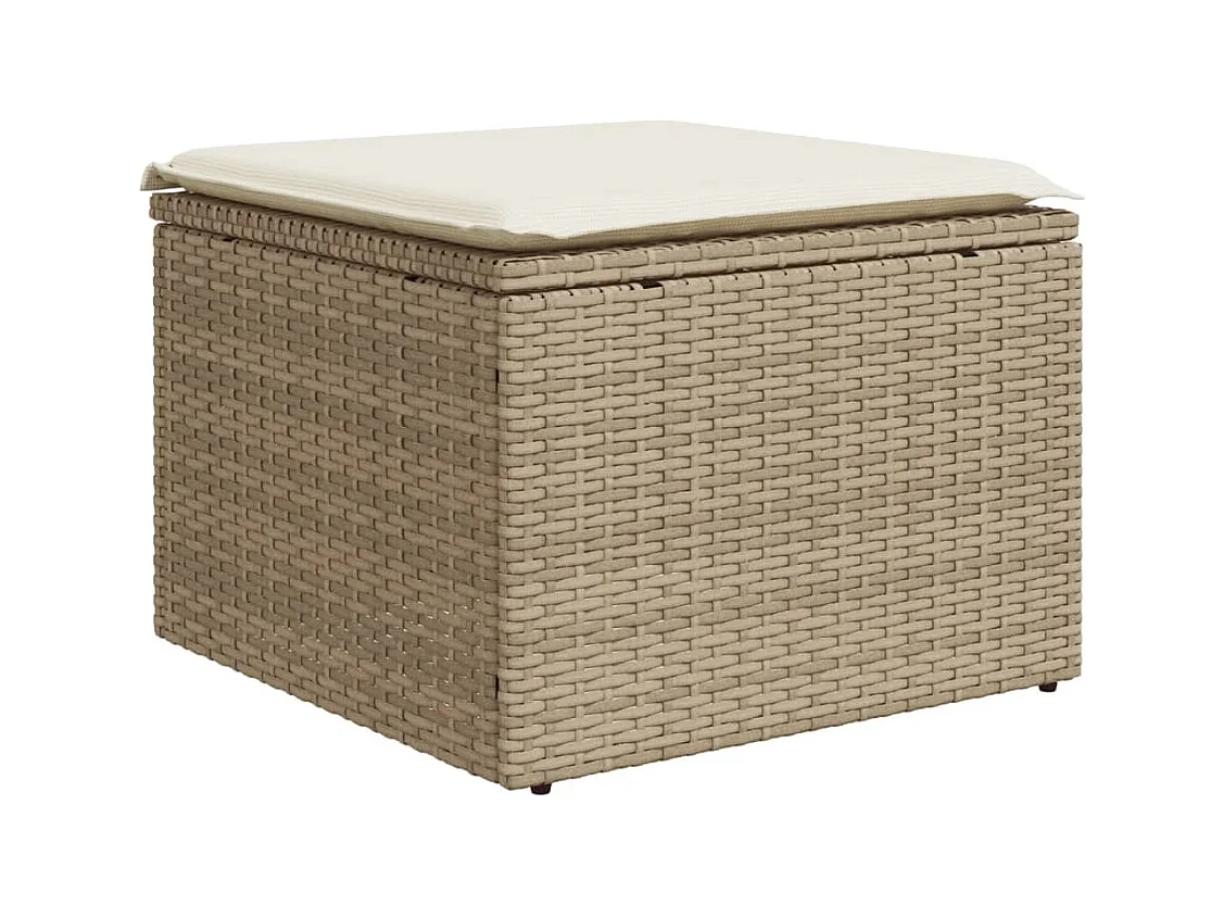 Salon de jardin avec coussins 8 pcs beige résine tressée