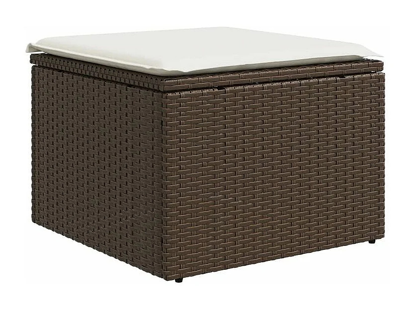 Salon de jardin avec coussins 9 pcs marron résine tressée