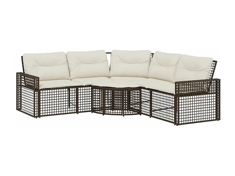 Canapé de jardin et coussins et repose-pied en forme de L rotin