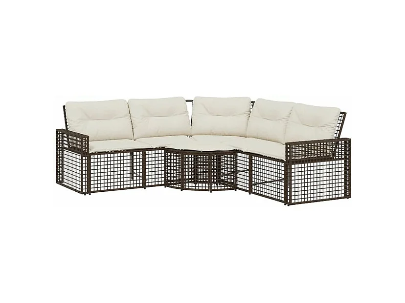 Canapé de jardin et coussins et repose-pied en forme de L rotin