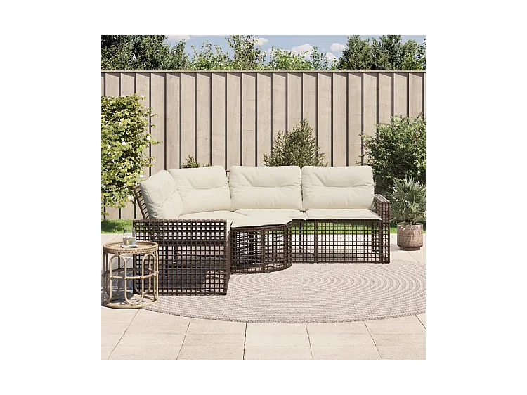 Canapé de jardin et coussins et repose-pied en forme de L rotin