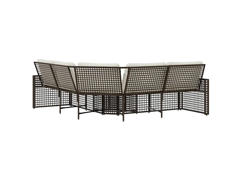 Canapé de jardin et coussins et repose-pied en forme de L rotin