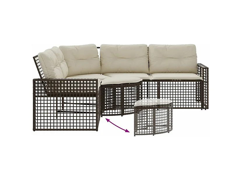 Canapé de jardin et coussins et repose-pied en forme de L rotin