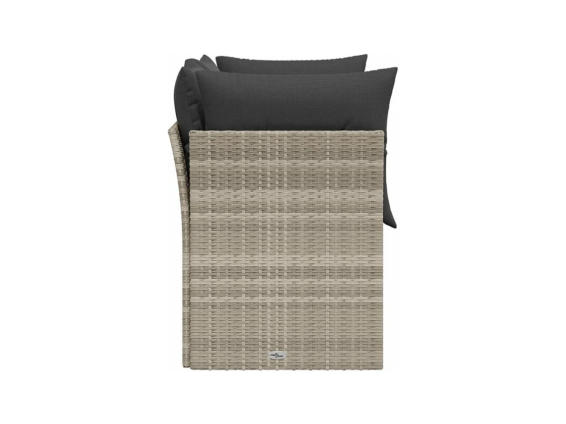 Canapé de jardin 2 places et coussins gris clair résine tressée