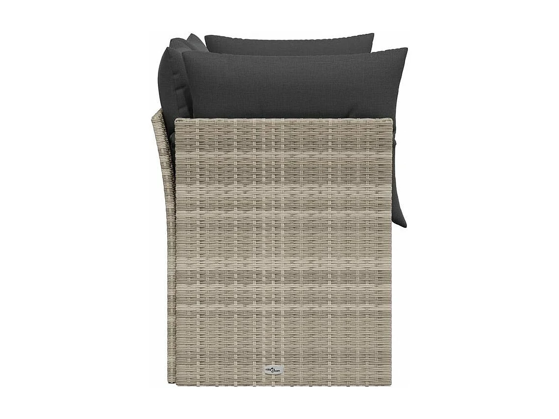 Canapé de jardin 2 places et coussins gris clair résine tressée