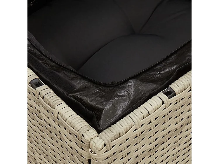 Canapé de jardin 2 places et coussins gris clair résine tressée