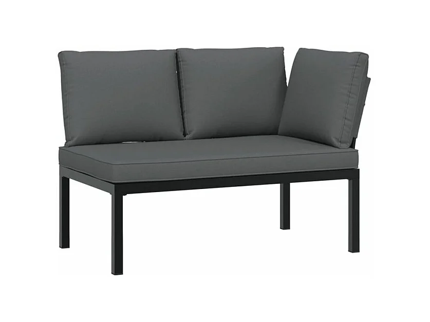 Salon de jardin 5 pcs avec coussins noir aluminium