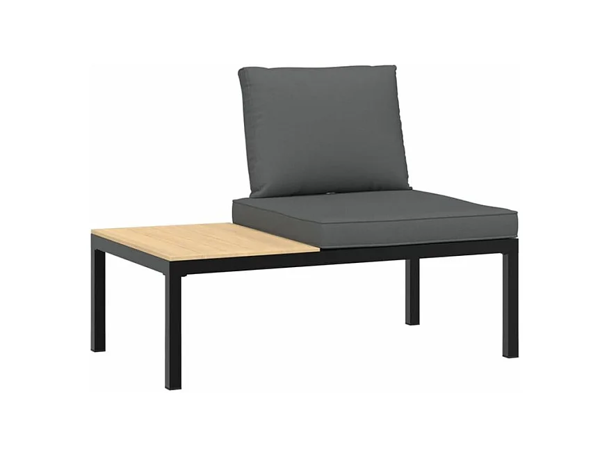 Salon de jardin 5 pcs avec coussins noir aluminium