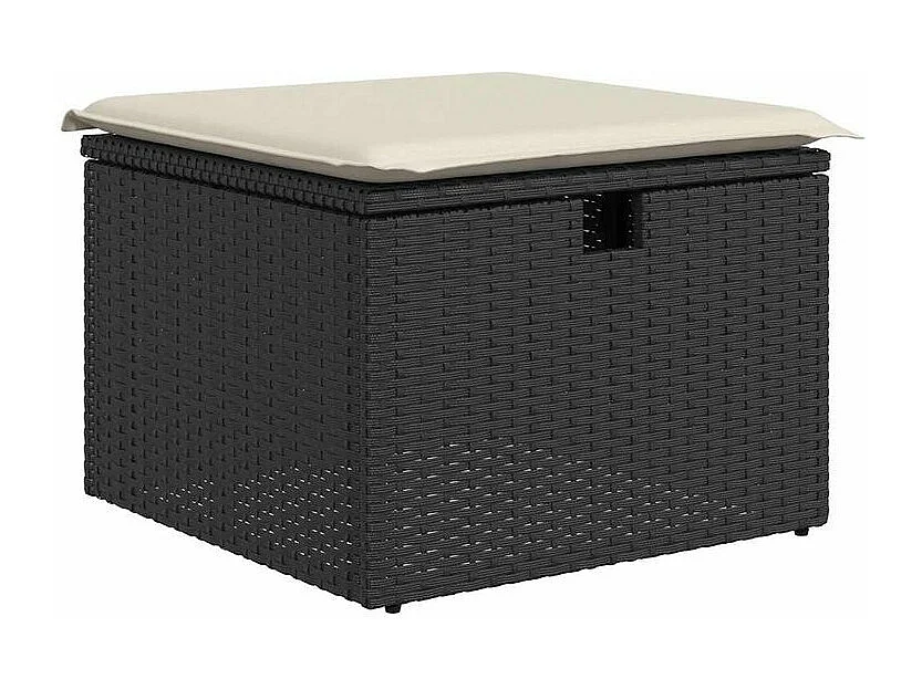 Salon de jardin 7 pcs avec coussins noir résine tressée