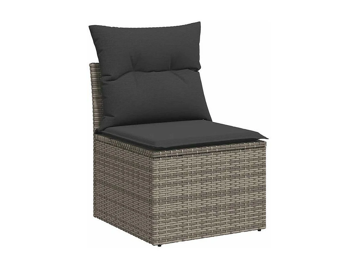 Salon de jardin avec coussins 10 pcs gris résine tressée acacia