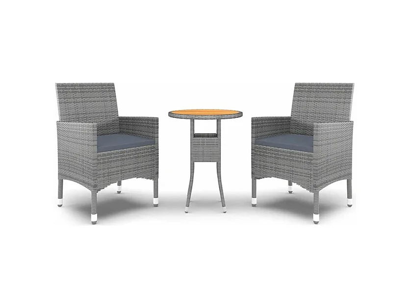 Ensemble de salle à manger de jardin 3 pcs Résine tressée Gris