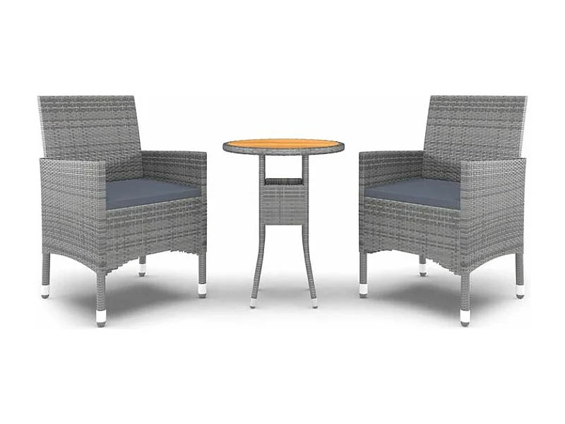 Ensemble de salle à manger de jardin 3 pcs Résine tressée Gris