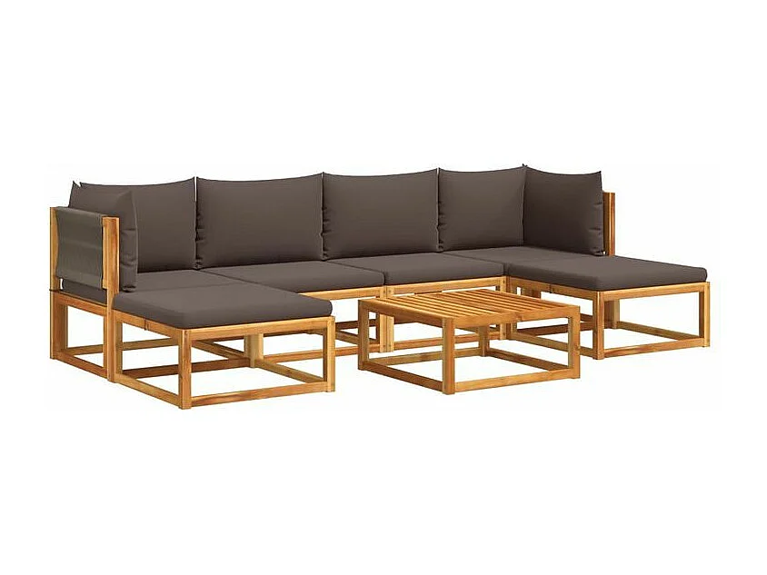 Salon de jardin avec coussins 7 pcs bois massif d'acacia