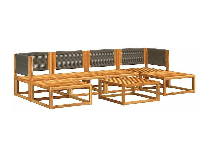 Salon de jardin avec coussins 7 pcs bois massif d'acacia