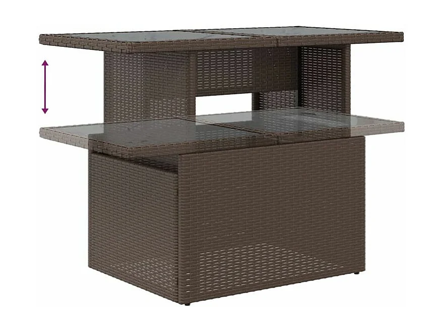 Salon de jardin 8 pcs avec coussins marron résine tressée