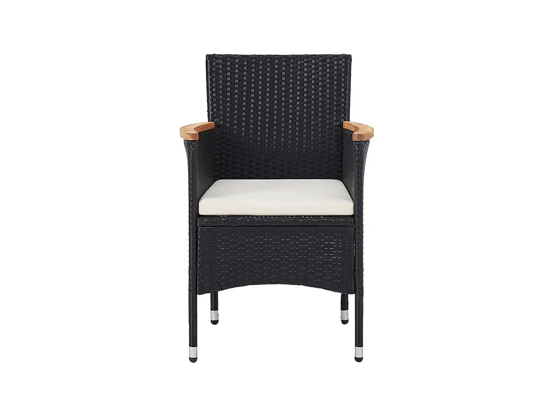 Mobilier à dîner de jardin 3 pcs Résine tressée Noir