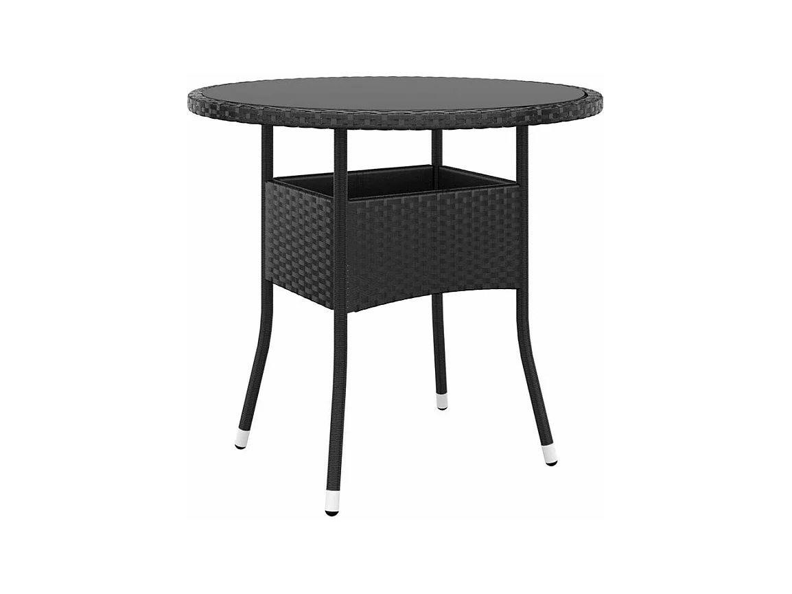 Mobilier à dîner de jardin 3 pcs Résine tressée Noir