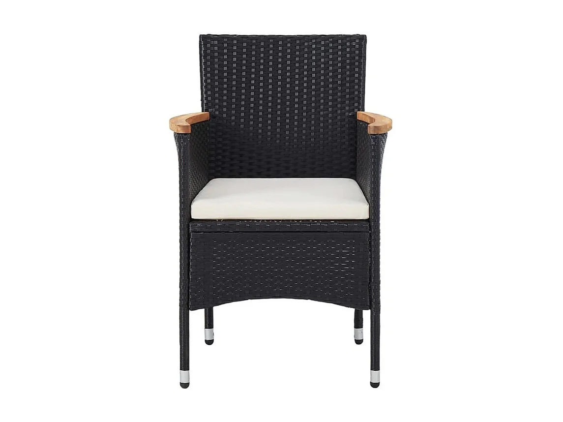 Mobilier à dîner de jardin 3 pcs Résine tressée Noir