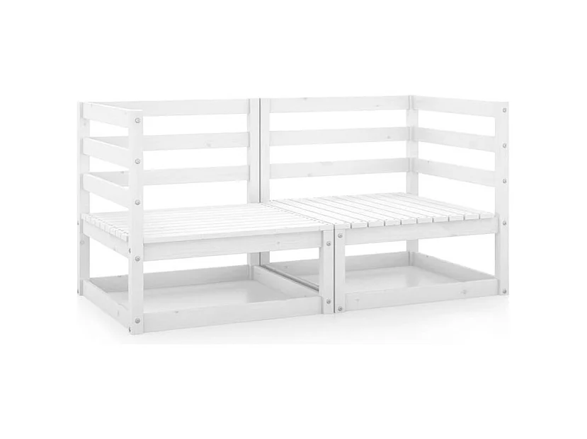 Canapés d'angle de jardin 2 pcs Blanc Bois de pin massif