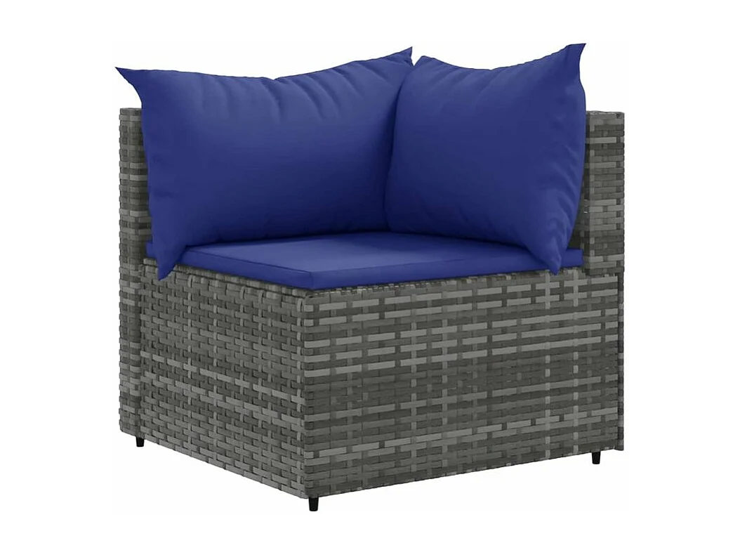 Salon de jardin 5 pcs avec coussins Gris Résine tressée