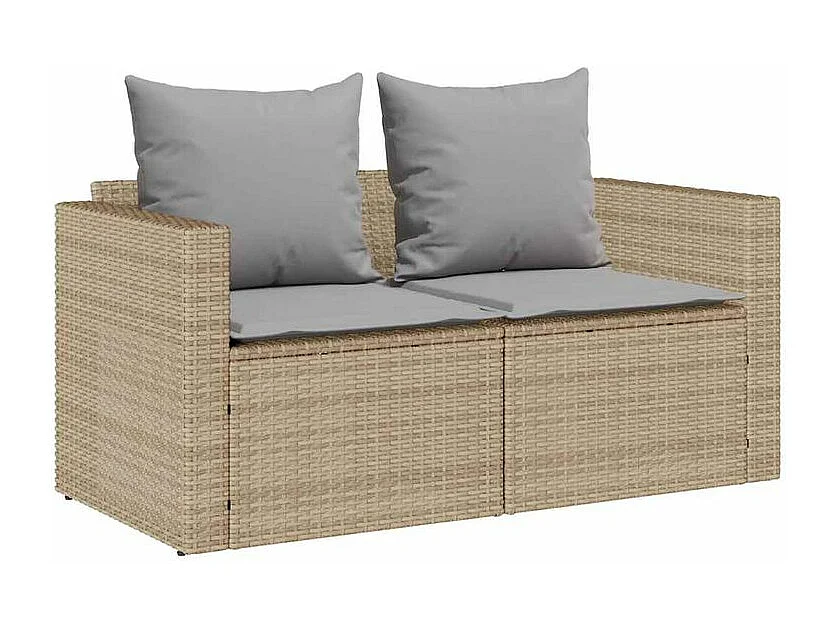 Salon de jardin 5 pcs avec coussins empilable beige polyrotin