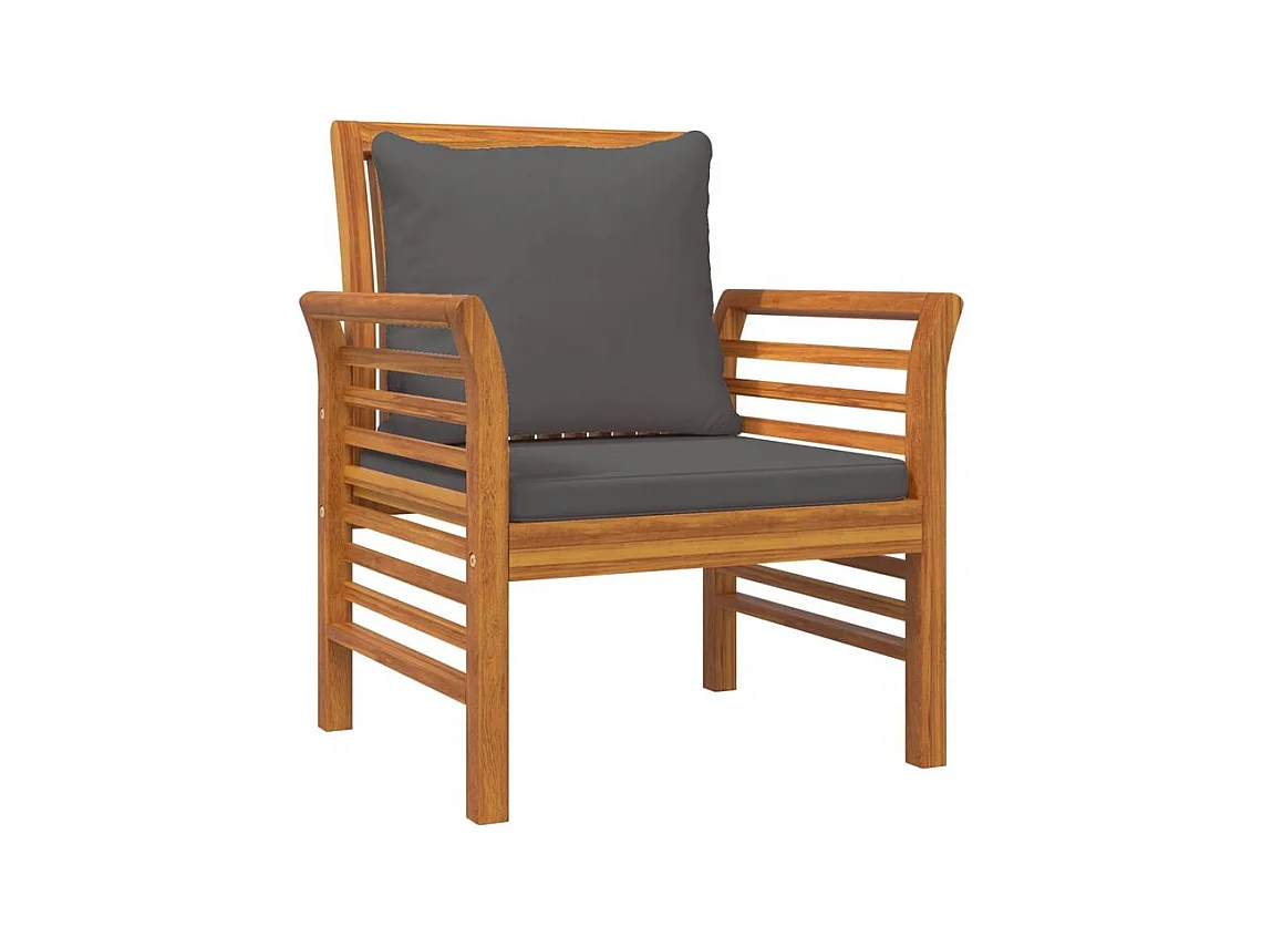 Salon de jardin 4 pcs avec coussins Bois d'acacia solide