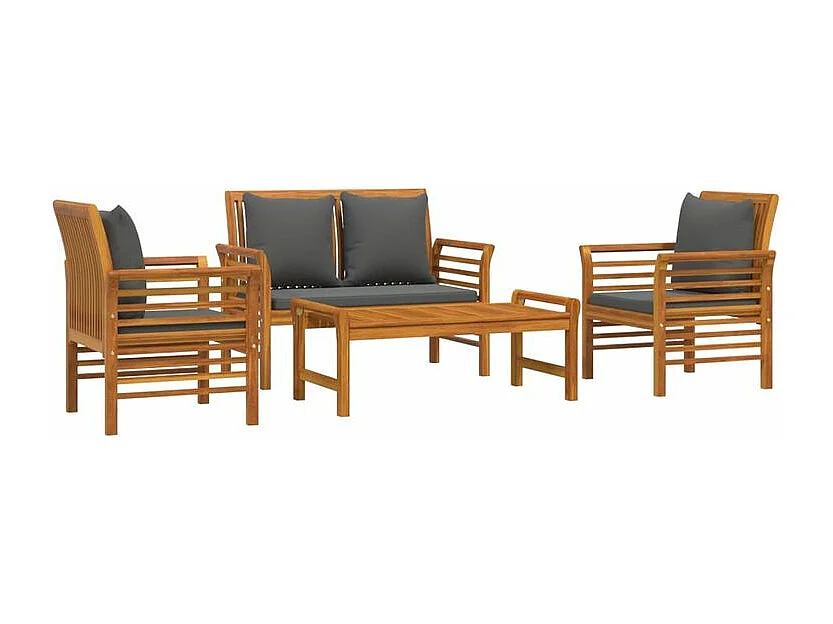 Salon de jardin 4 pcs avec coussins Bois d'acacia solide