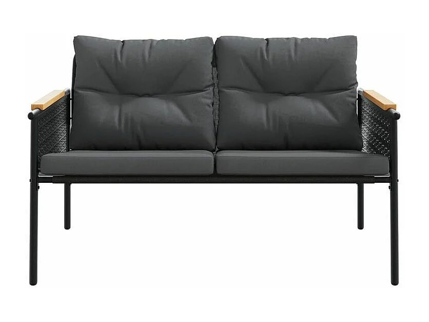 Ensemble de meubles de balcon avec coussins 3 pcs noir acier